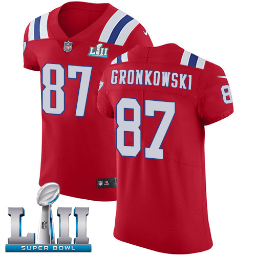 Nike Patriots #87 Rob Gronkowski Red Alternate Super Bowl LII Men's Stitched NFL Vapor Untouchable Elite Jersey